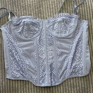 SHEIN Light Blue Lace Bustier Top